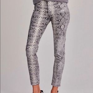 Hudson Barbara Ankle Jean: Metallic Python, Sz 26